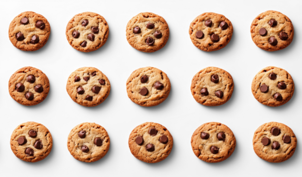 Chocolate Chip Cookies on Transparent Background