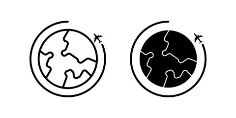 Worldwide Icon set. Symbol isolated white background. vector illustration. color editable.