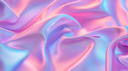 Obraz premium A close-up of soft, flowing fabric with a shimmering pastel hue, blending shades of pink and blue for an ethereal effect.