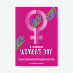 editable print flyer or poster template for women's day party flyer or women's day celebration event invitation card template 3d women icon symbol illustration design