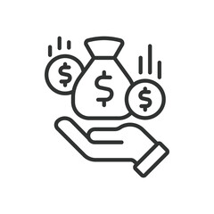 Income, icon in line design. Income, earnings, salary, wages, profit, revenue, financial gain on white background vector. Income editable stroke icon