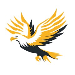 Fototapeta premium Radiant eagle artwork featuring golden metallic wings on black backdrop