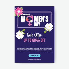8 march international women's day editable print flyer or poster template with women's day celebration greeting invitation card illustration background, women's day print flyer or poster design