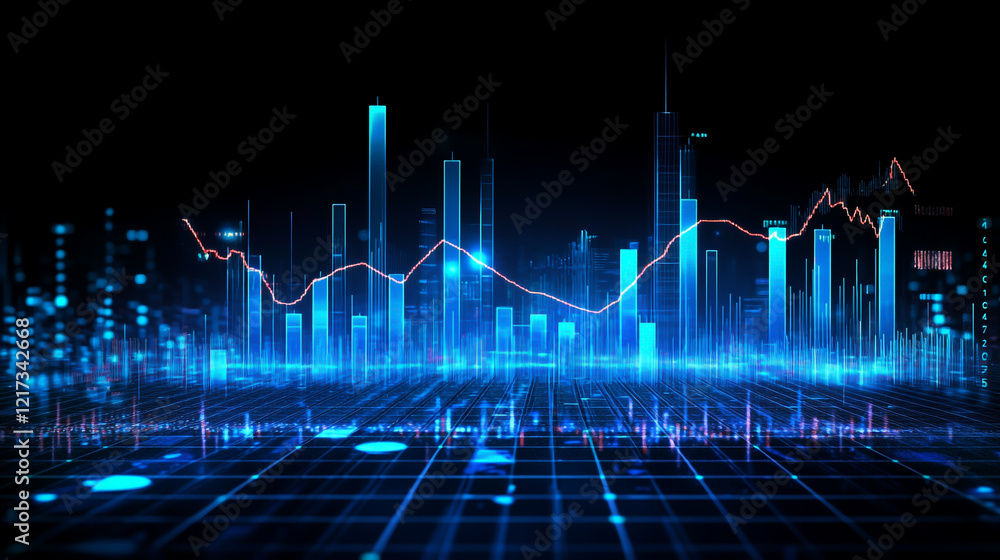 Aufkleber abstract technology background showcases a mesmerizing blue city light backdrop, complemented by an 