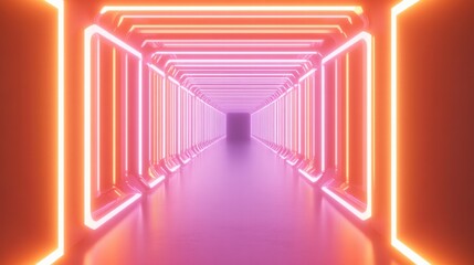Obraz premium abstract futuristic concept of cloning represented by infinite tunnel of glowing neon rectangles each containing slightly