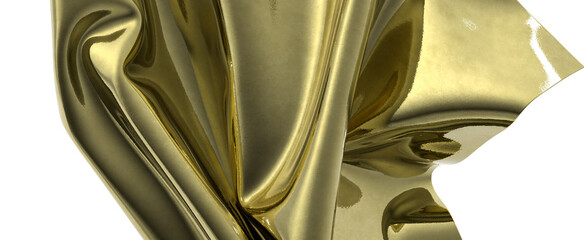 Golden fabric draped in luxurious folds