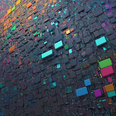 Obraz premium Colorful abstract background with geometric tiles and reflective surfaces