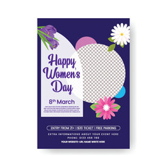 8 march international women's day editable print flyer or poster template with women's day celebration greeting invitation card illustration background, women's day print flyer or poster design