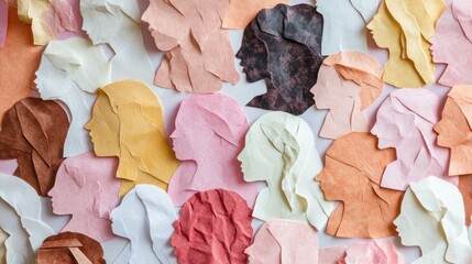 Illustration of many faces of different women, graphic for International Women's Day