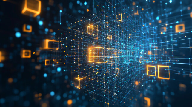 abstract technology background showcases a mesmerizing digital voxel artificial cubes illustration.