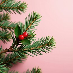 A fir branch entwined with a sprig of mistletoe, branch, fir, nature