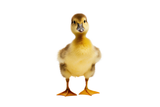 A cute yellow duckling standing on one leg, scratching its head with the other foot, showcasing its playful and curious nature.