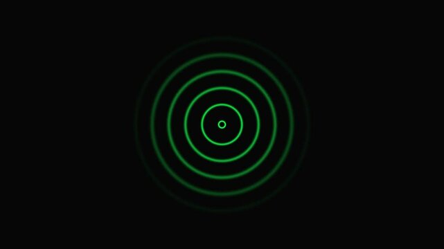 abstract radio waves animated. green  circle, signal, map, military target (Loop able)+Chroma key - Stock Video, isolated on black background, 
