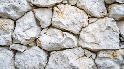 Textured white stone wall showcasing natural irregularities and a rugged surface.