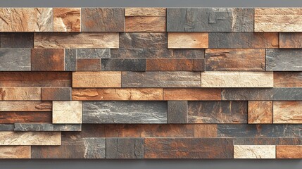 Unique textured stone wall with rustic modern design featuring brown gray and beige tones