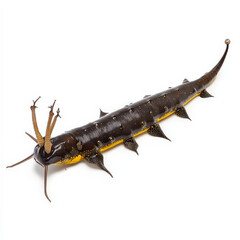 Velvet worm with multiple legs and ornate head appendages.