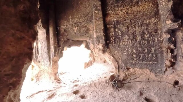 Ancient Phrygian carved houses and architecture and Ayazini Carved Church. Afyon, Ancient Phrygian way.