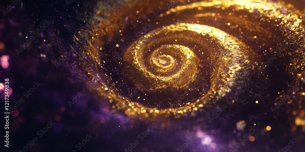 Aufkleber a mesmerizing effect resembling a spiral galaxy comes alive with vibrant golden and deep purple part