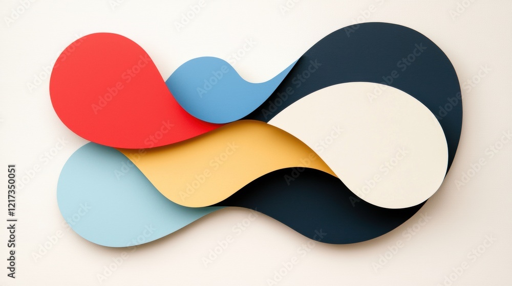 Poster abstract graphic design with three overlapping shapes. the shapes are made up of different colors - 