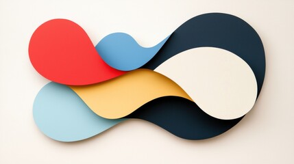 Obraz premium Abstract graphic design with three overlapping shapes. the shapes are made up of different colors - red, blue, yellow, and black.