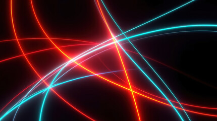 Abstract digital illustration, glowing bioluminescent lines, dark background, vibrant colors, dynamic composition, sense of movement and energy