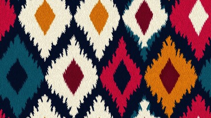 Ikat Pattern Heart, Colorful Ikat Pattern Heart for Valentine's Day, Unique Ikat Heart Design for Valentine's Day