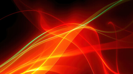 Naklejka premium Abstract digital illustration, glowing bioluminescent lines, dark background, vibrant colors, dynamic composition, sense of movement and energy