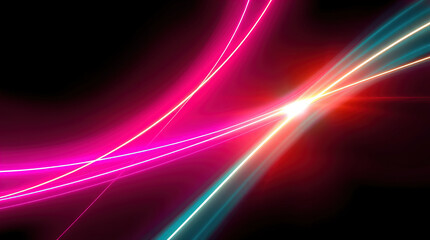 Abstract digital illustration, glowing bioluminescent lines, dark background, vibrant colors, dynamic composition, sense of movement and energy