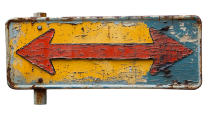 Classic Yellow Road Sign with Large Left-Pointing Arrow