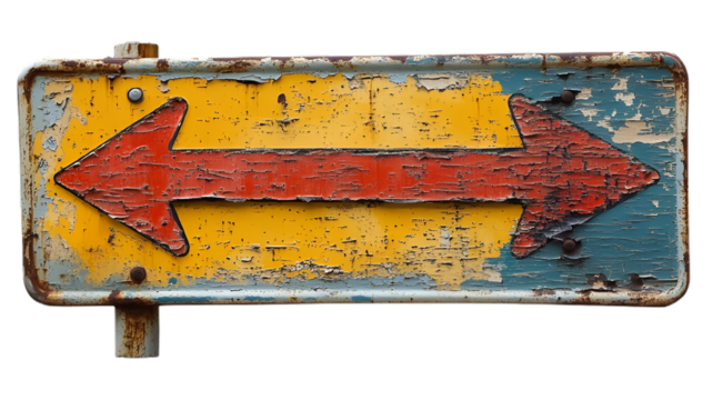 Classic Yellow Road Sign with Large Left-Pointing Arrow