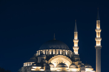 Suleymaniye Mosque at night. Ramadan or islamic background photo