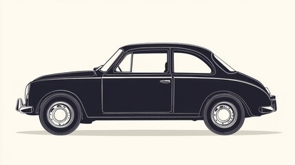 Fototapeta premium Classic black car illustration showcasing vintage design against a neutral background