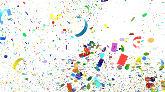 Colorful Confetti and Ribbons Falling