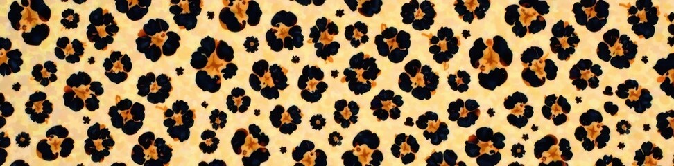 Intricate brown and black leopard spots on a seamless beige background , powerful, abstract, graphic