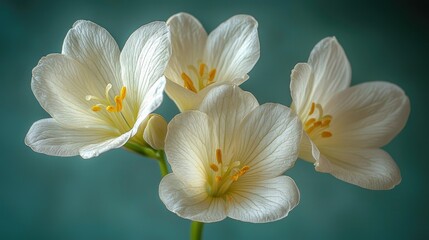Fototapeta premium Three Delicate White Flowers Blooming Beautifully