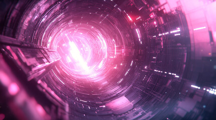 Fototapeta premium Colorful HUD Circle interface line abstract futuristic technology background., Abstract futuristic technology background with glowing circles and lines.
