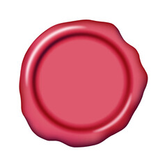 Wax seal stamp mockup. Pink color blank sealing wax stamp decorative element. Elegant vintage sign clip art for invitation, cards, letters, calligraphy design. 3d vector illustration.
