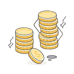 coin stack shrinking icon, coin stack shrinking vector illustration-simple illustration of coin stack shrinking, perfect for coin stack shrinking logos and icons