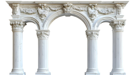 Realistic Classic Column Arch with Fluted Columns, Png