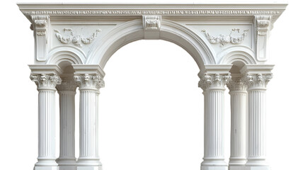 Realistic Classic Column Arch with Fluted Columns, Png