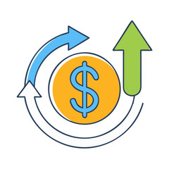 dollar sign with up arrow icon, dollar sign with up arrow vector illustration-simple illustration of dollar sign with up arrow, perfect for dollar sign with up arrow logos and icons