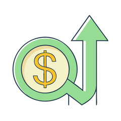 dollar sign with up arrow icon, dollar sign with up arrow vector illustration-simple illustration of dollar sign with up arrow, perfect for dollar sign with up arrow logos and icons