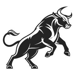 Fototapeta premium bull logo, black outline, vector graphic, transparent background