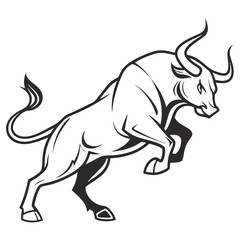 Obraz premium bull logo, black outline, vector graphic, transparent background