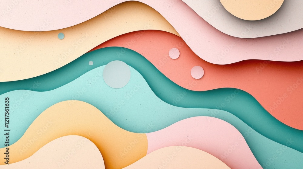 Poster abstract background with a variety of colorful shapes and lines. the shapes are arranged in a wave-l