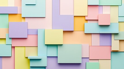 A close-up view of a variety of small, pastel-colored 3D blocks arranged in a seemingly random pattern.