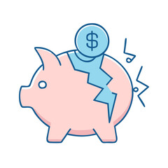 piggy bank with cracks icon, piggy bank with cracks vector illustration-simple illustration of piggy bank with cracks, perfect for piggy bank with cracks logos and icons