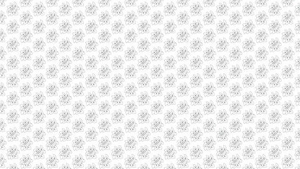 A detailed repeating pattern featuring black and white floral motifs. This seamless design is perfect for wallpapers, textiles, or graphic design projects requiring elegant and symmetrical aesthetic e
