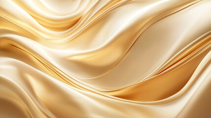Fototapeta premium Fluid golden wave patterns in a abstract background, Abstract background shiny texture gold luxury fabric, wavy.