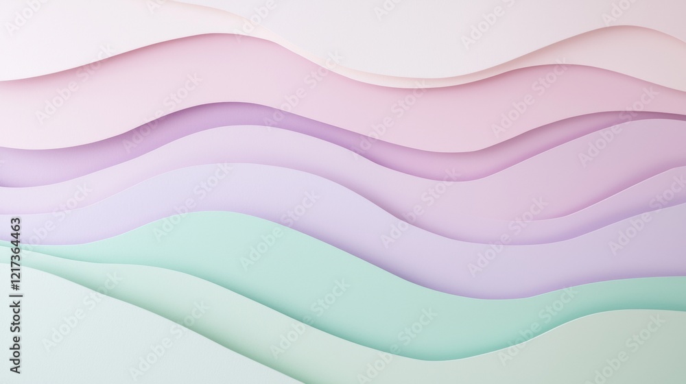 Poster abstract background with multiple wavy lines in different shades of pink, purple, and light green. t